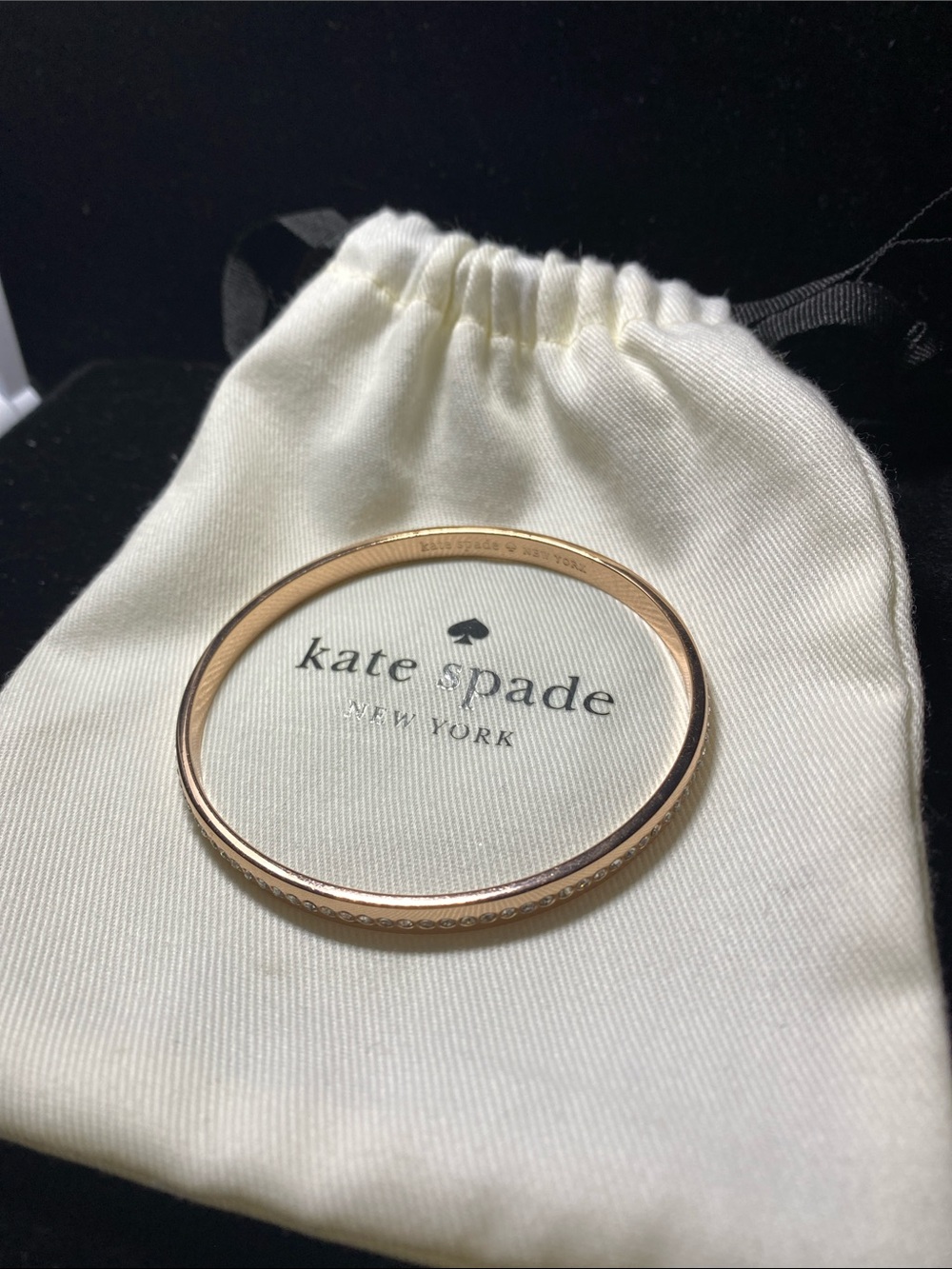 Kate Spade Rose Gold Slim Crystal-Trim Bangle make me blush